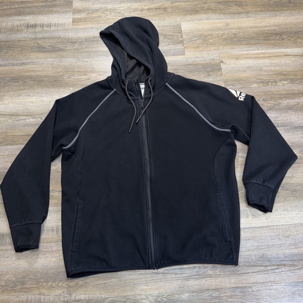 Reebok Black Skybox Full-Zip Jacket Mens XL Long-Sleeve w/Attached Hood